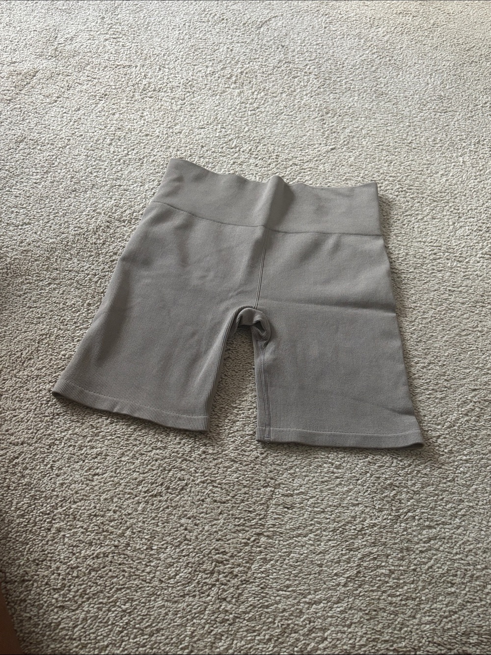 Neutral Tan Stretch High Waisted Biker Shorts